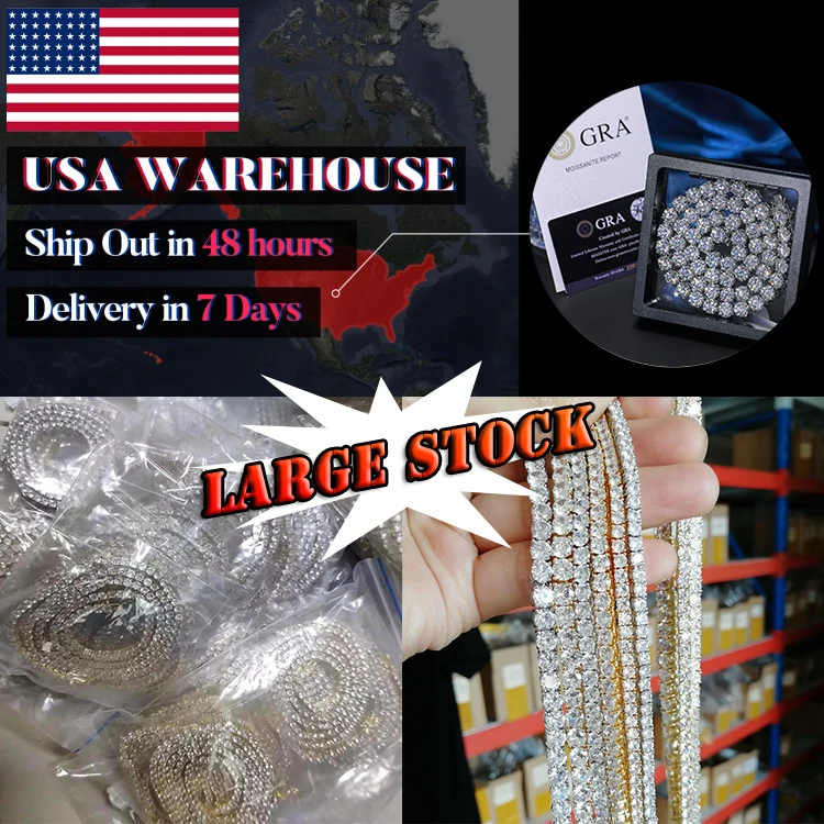 Dropshipping Pass Diamond Tester D Color VVS1 Moissanite Classic Tennis Chain 925 Sterling Silver Mossanite Fashion Necklace