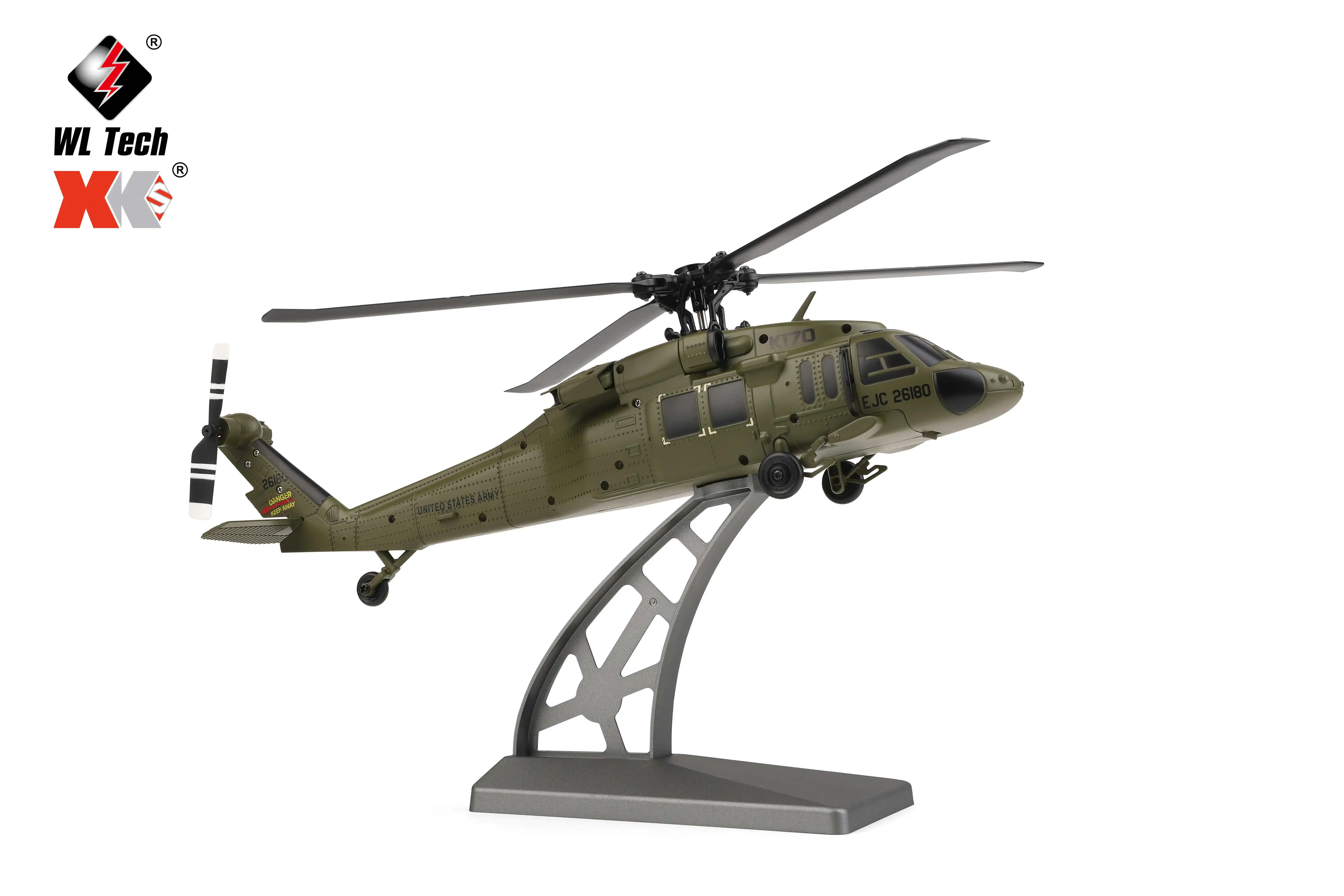 HOSHI Wltoys K170 UH-60L 2.4G 4CH 6-Axis Gyro Brushless Motor Military Green RC Helicopter RTF XK K170 Toys