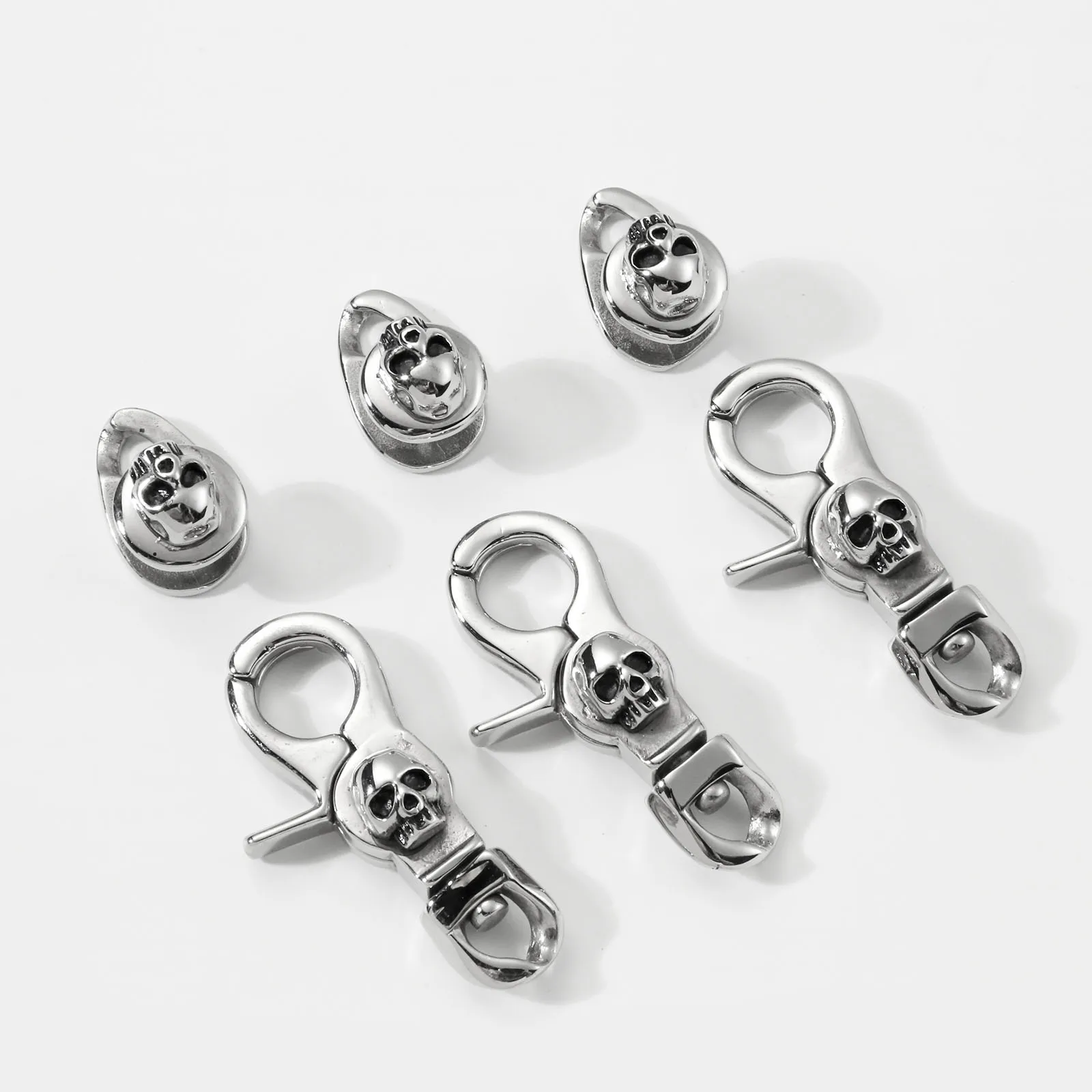 Stainless Steel Casting with Hook Clasp Spring Keychain Personalized Skull Jewelry Accessories