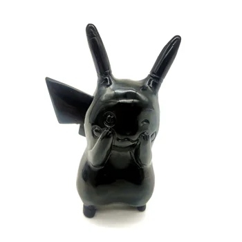 Natural crystal carvings obsidian pikachu crystal quartz carved animals for gifts