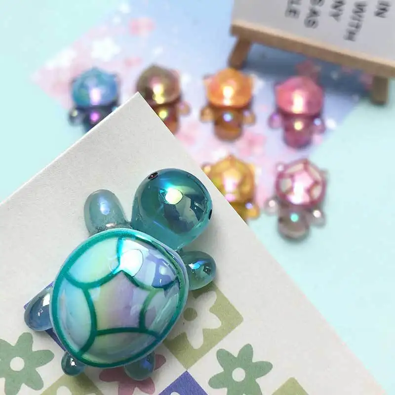 Electroplated Resin Molds Turtle Keychains Bracelet Phone Case Resin Pendant Ornament Tabletop Resin Charms for Decoration