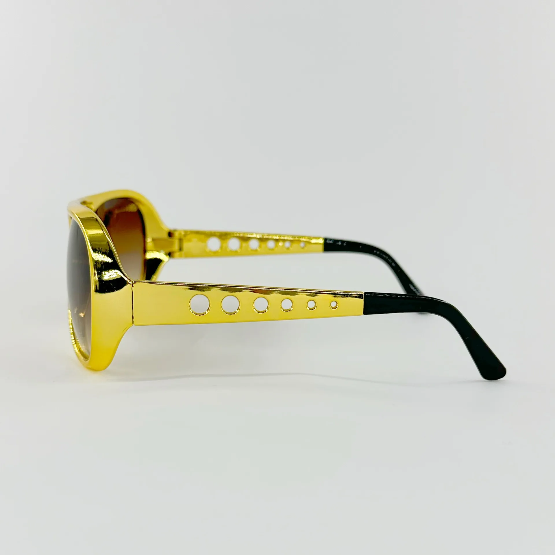 6 Occhiali Da Sole Rock Star Anni 50-60 In Plastica Dorata – Accessorio Cosplay Per Feste A Tema - 5