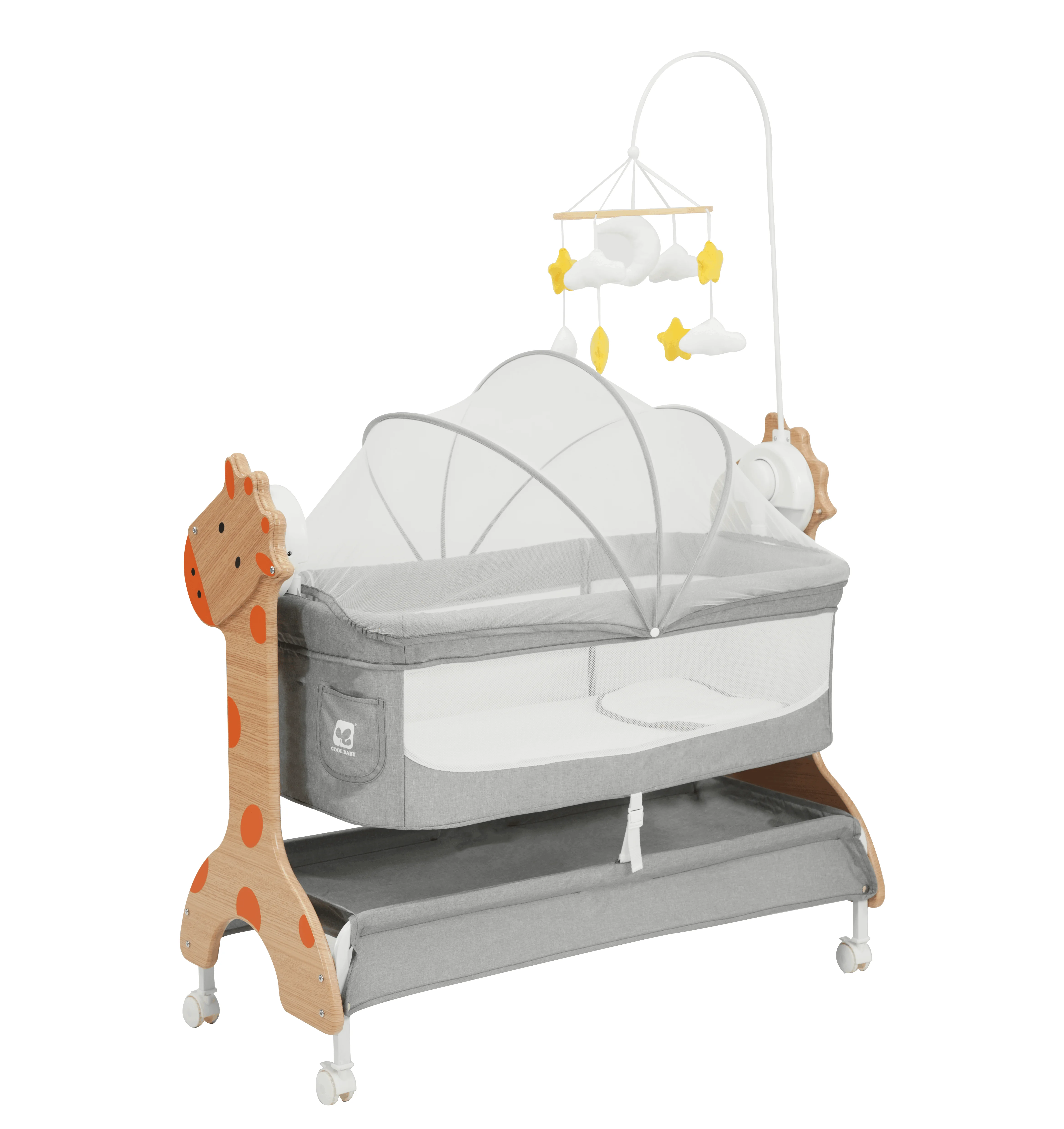P1513D Cool Baby MDF Electric Automatic Baby Cradle with Side-opening Function