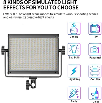 GVM-880RS 2pcs RGB LED Video Light 3200-5600K Full Color 60W Photography Studio Led Panel Lighting Kit for Youtube Live detail image