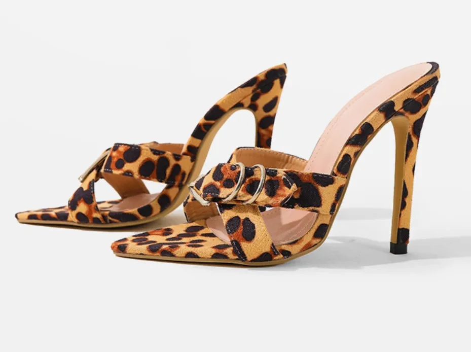 Summer Fashion New Sexy Leopard Print Ladies Roman Thick High Heel ...