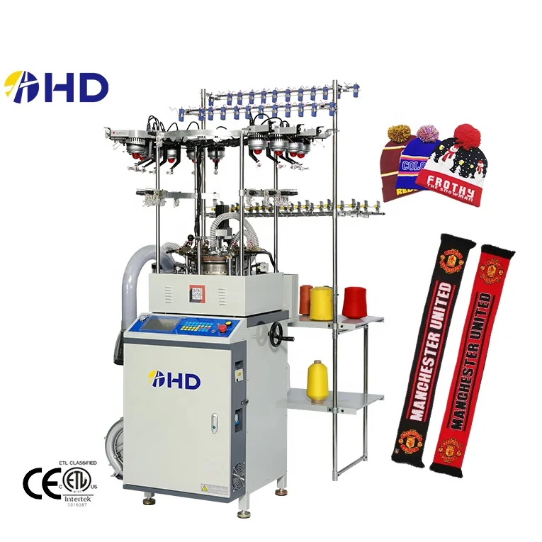 High Speed Circular Scarf and Cap Knitting Machine Produce Football Fan Scarf