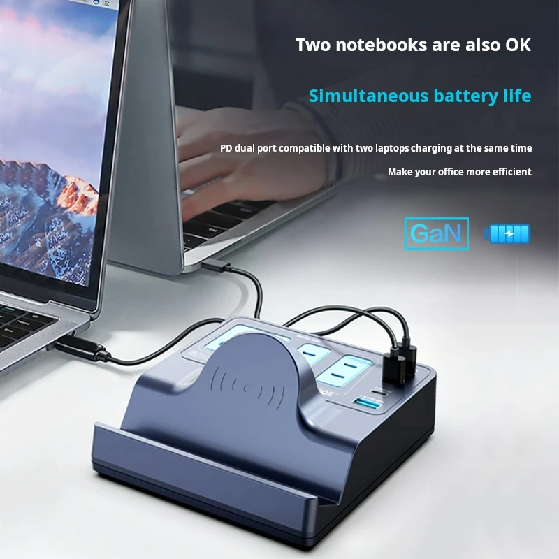3 Chap 1 QC 3 PD 140W 7 Ports Fast GaN Wireless Charging Socket Desktop Station for iPhone Switch Airpods