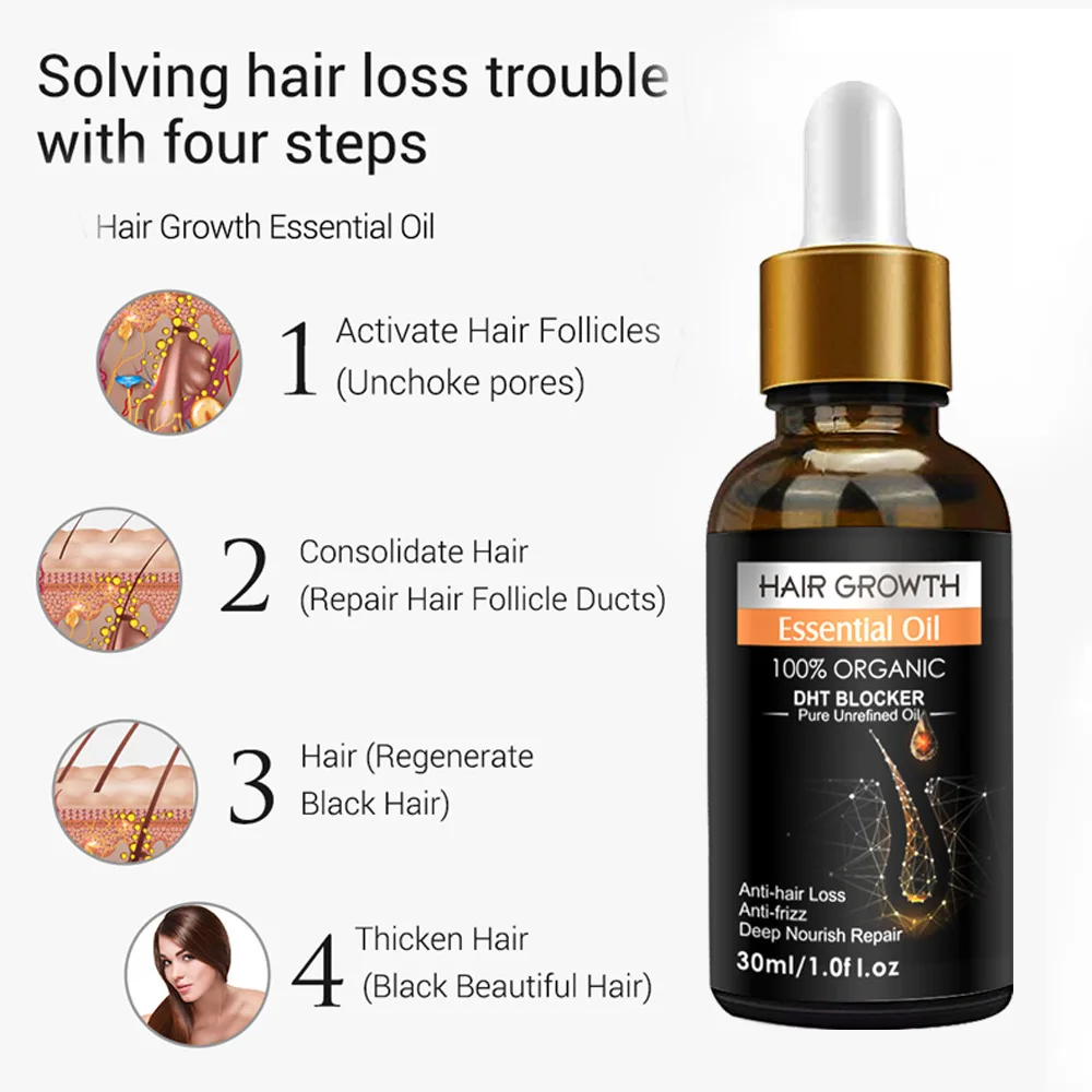Custom Logo Private Label All Natural Formula Hair Growth Oil Serum Nourishing Scalp Rapid Hair Thickening Oil Organic Hair Oil