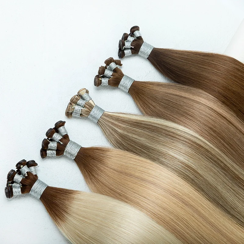 Leshine Wholesale Factory Russian Invisible New Hand Tied Weft Hair Extension Genius Weft Hair Distributors