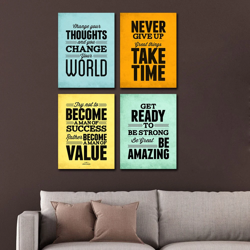 Motivational Quotes Poster Wall Art Canvas Print Picture Home Office Room Decor 