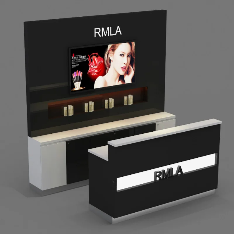 High-End Customizable Cosmetic Display Racks LED-Lit MDF Makeup ...