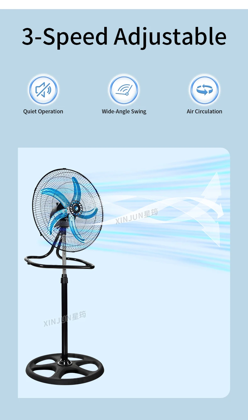 Adjustable Height Stand Fan, 3-in-1, 60 W(0.08hp), plastic - detail 12