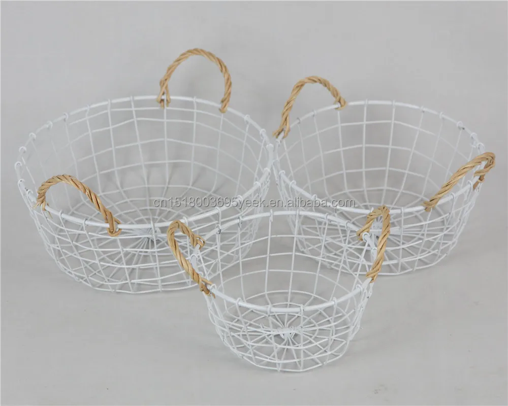 Wholesale Oval Shape Storage Basket Metal Wire Basket Metal Storage