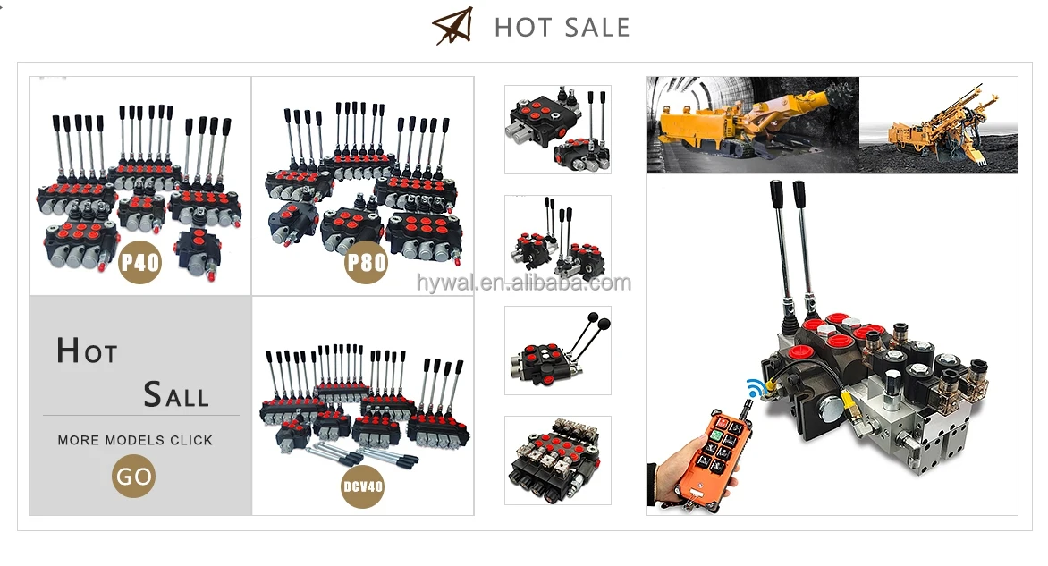 Remote Monoblock Hydraulic Valve Block Flow Regulator 4 Spool Electric