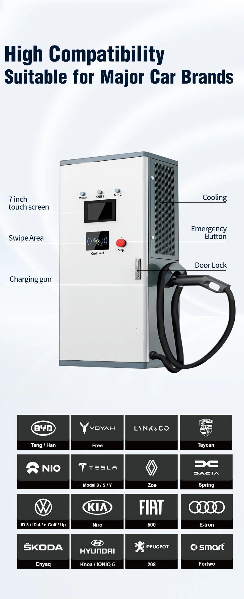 Commercial Dc Ev Charger 60kw 80kw 120kw160kw Gbt Floor Mounted Dc Ev Charing 4g Wifi Level 3 7264