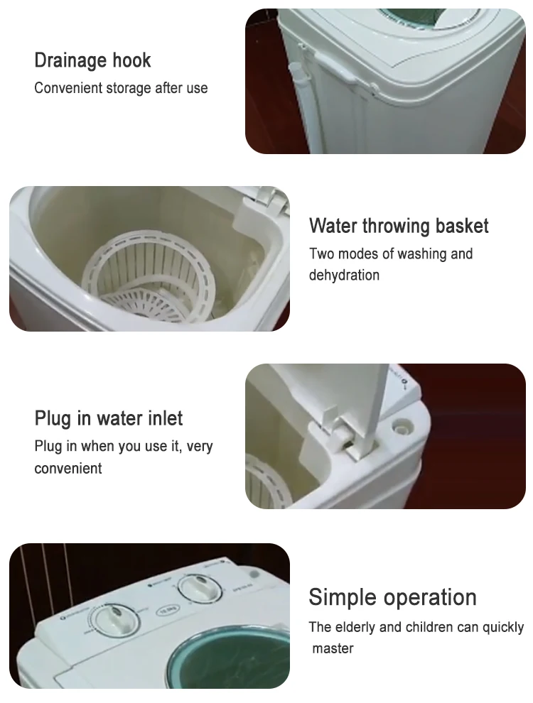 2kg Easy Operation Semiautomatic Portable Mini Single Bucket Washing