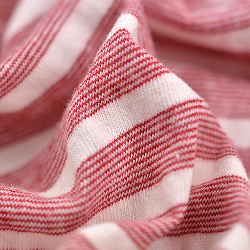 Spring and Summer Cotton Linen Striped Single Jersey Fabric Yarn-dyed in Stock