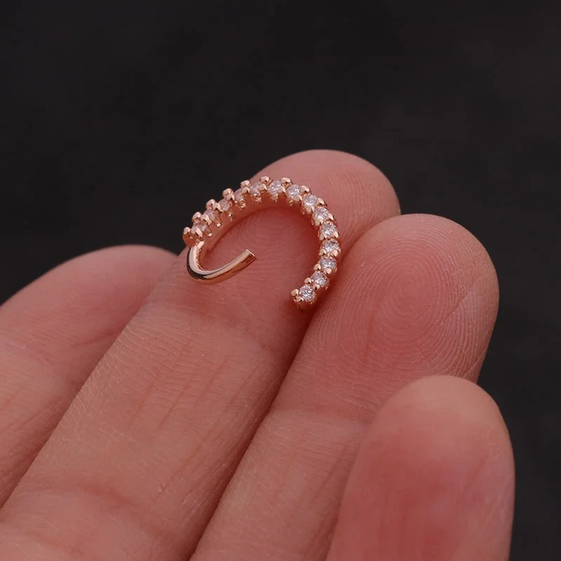 Wholesale Body Piercing Jewelry Manufacturer Cubic Zircon Custom Gold Plated Eyebrow Nose Ear Ring Studs