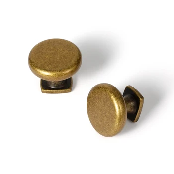 Goo-Ki 9298 Single Hole Cabinet Knobs New Design Classic Retro Flat Round Furniture Handles with Square Base Multipack