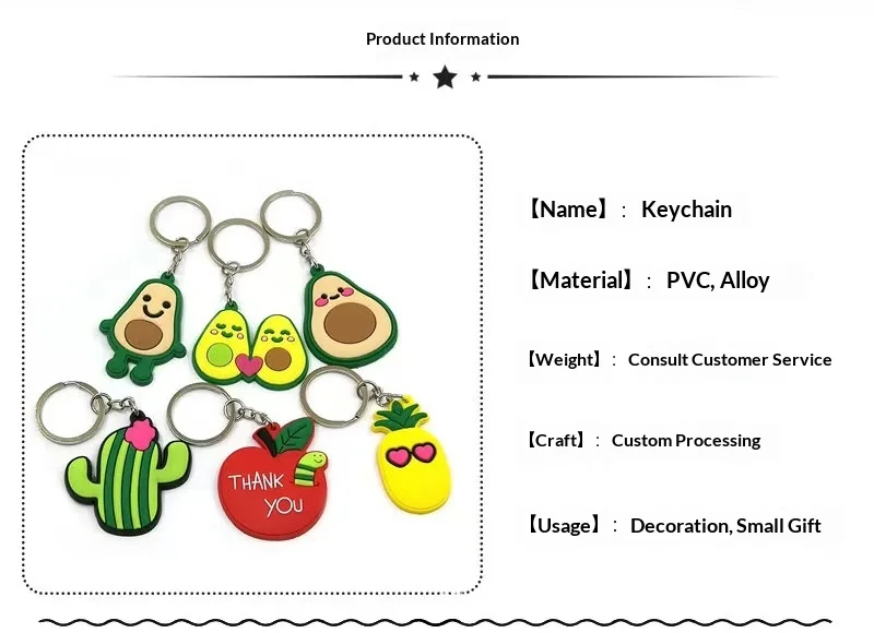 Cartoon Anime PVC Soft Rubber Keychain Cute Accessories Pendant Gift Printed Logo preview 4