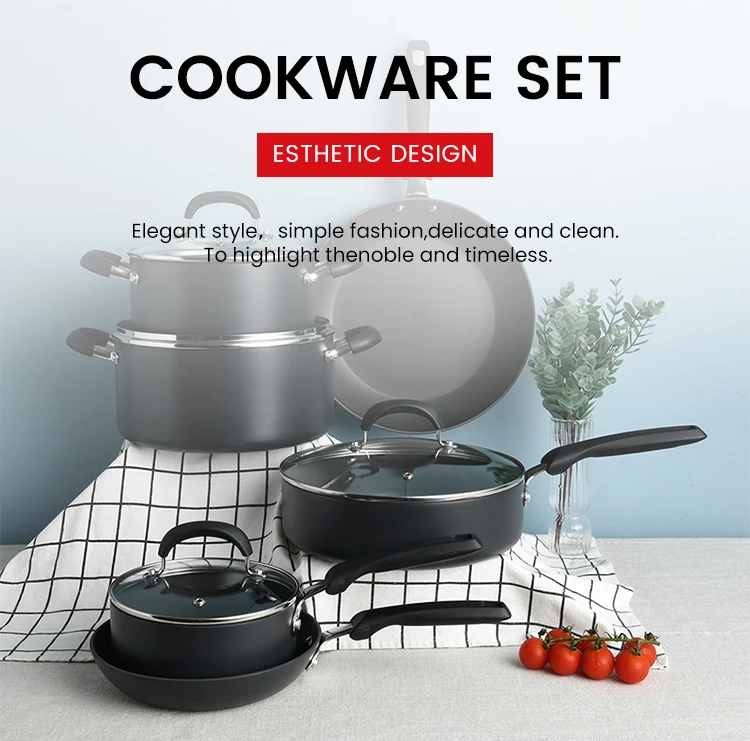 Hard Anodized Aluminum Cookware Set Non Stick Luxury Kitchen Pots And