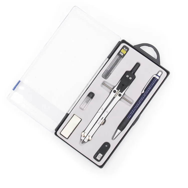 Высококачественный профессиональный набор из 6 математических компасов для рисования кругов с механическим карандашом