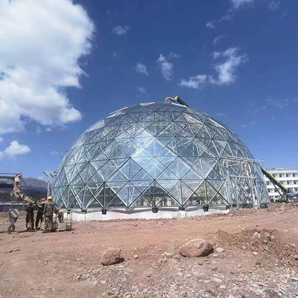 High Quality Latest Design Large Span Space Frame Steel Structure Spherical Dome Shed for Exporting