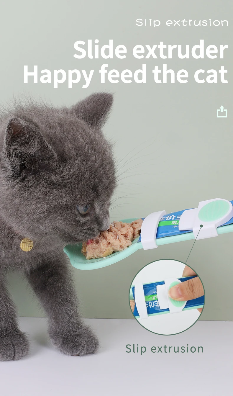 Hot Selling Pet Treat Snacker Feeding Spoon Convenient for Cat Strips Squeezing Spoon Scratch Resistant Food Cat Feeder