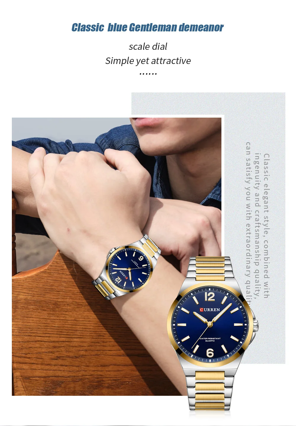 CURREN 8493 Classic Vintage Men's Quartz Watch 42mm Brand Original Wristwatches with Stainless Steel Band Luminous Hands Gift