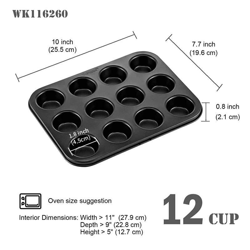 Baking Pan Shallow Muffin Tray CHEFMADE Carbon Steel Oven
