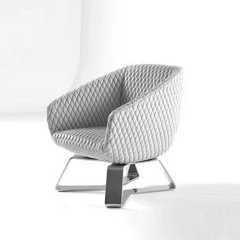 Luxury Nordic Style Fabric Velvet Stainless Steel Leg Diamond Pattern Hotel Leisure Lounge Sofa Chair