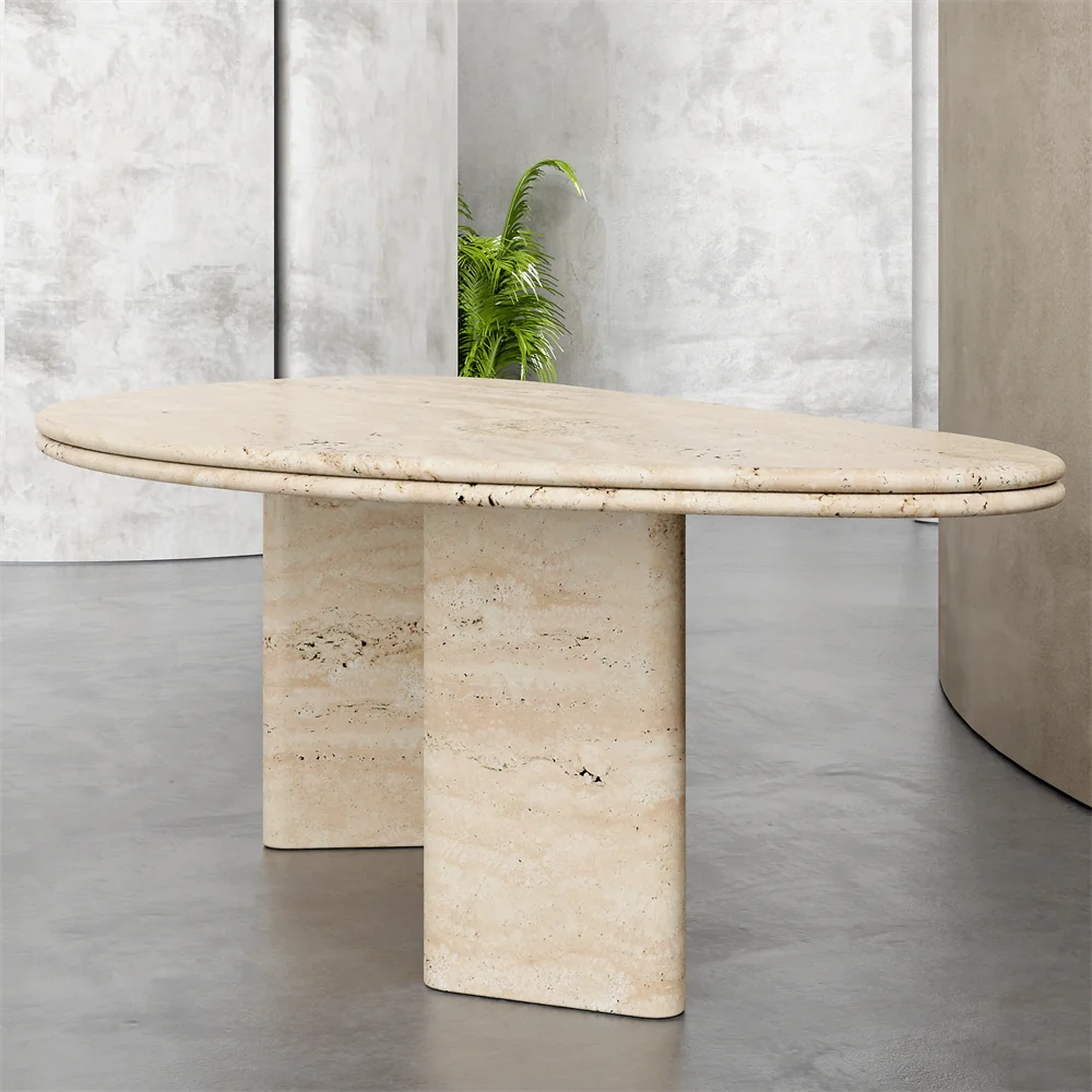 A Semi-circular Tabletop With Triangular Table Legs Dining Table