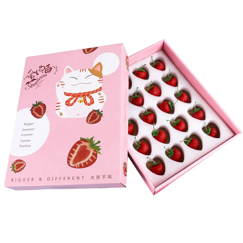 Luxury empty handle paper box packaging cardboard gift strawberry boxes for strawberries
