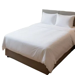 100% Cotton Satin Fabric Anti-Pilling Duvet Set 300TC Queen Size 4-Piece Hotel Linen Solid Bed Sheets for Home Hospital Use