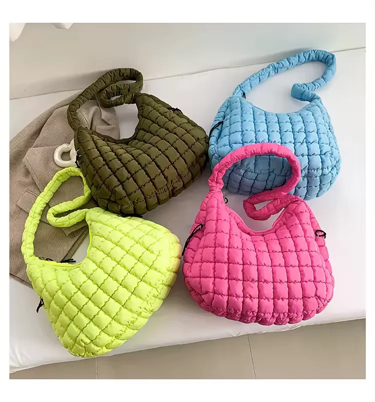 Wholesales Wrinkle Bubbles Cloud Simplicity Fashion Tote Bag Polyester Puffer Shoulder Ladies Handbag Women Cross Body Bag