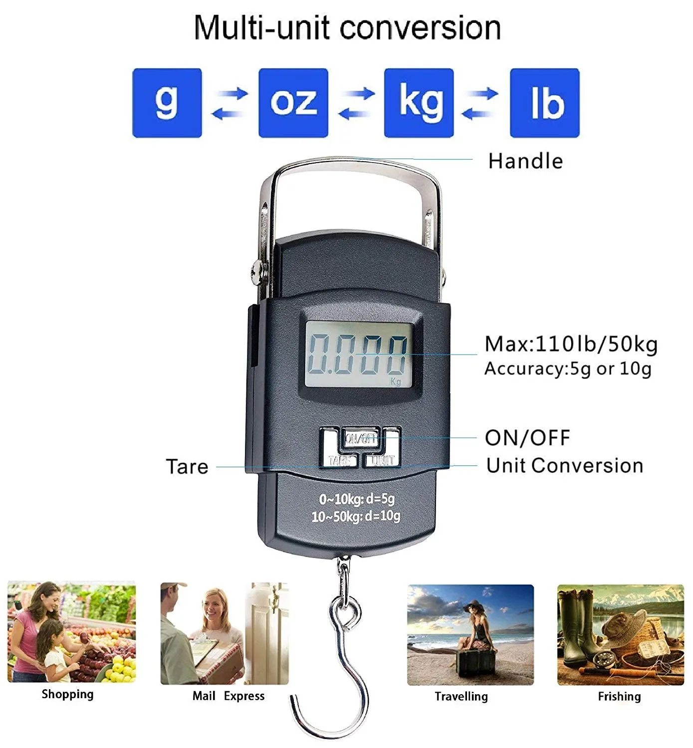 Mini Hanging Hook Luggage Weight Scale Travel 50kg/110lb Baggage Portable Digital Luggage Hanging Scale