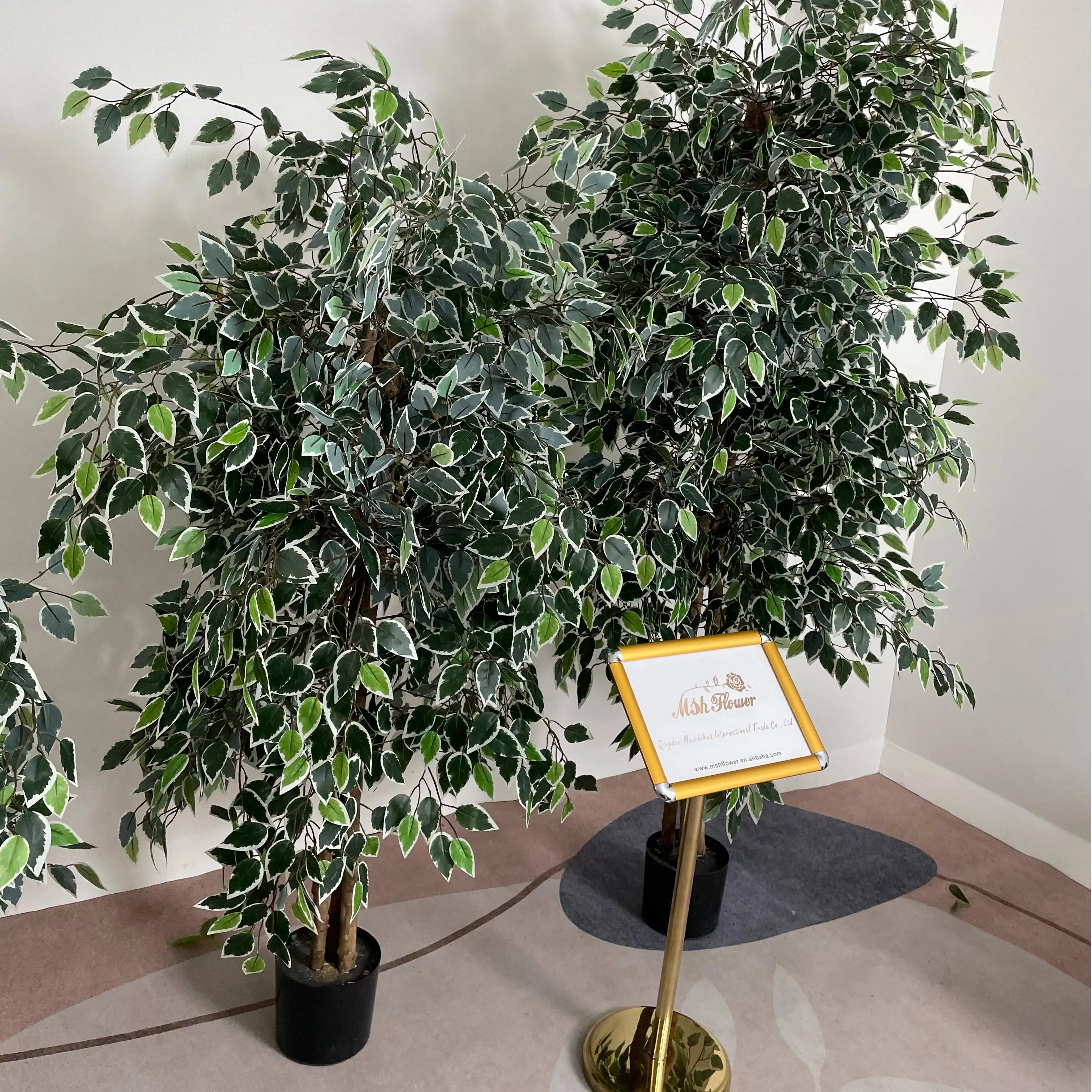 I737 искусственное баньяновое дерево с белыми краями листья искусственные растения для украшения оптовая продажа онлайн-упаковка