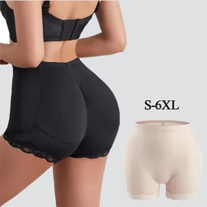 Women's Plus Size Butt Lifting Slim Shaper Panties Sexy Slim Boxer Pants Lace Trims Firm Control Nylon Featuring Butt Pads