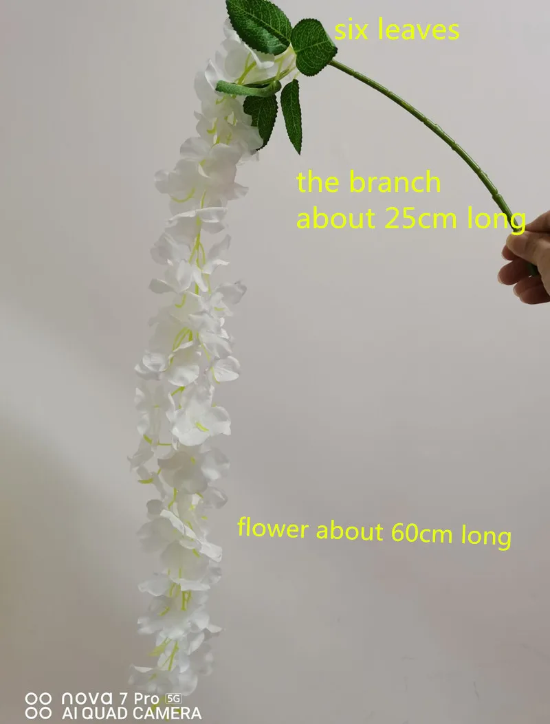 Dv005 Wholesale Wisteria Hanging Flowers White Pink Silk Wisteria Artificial Hanging Flower