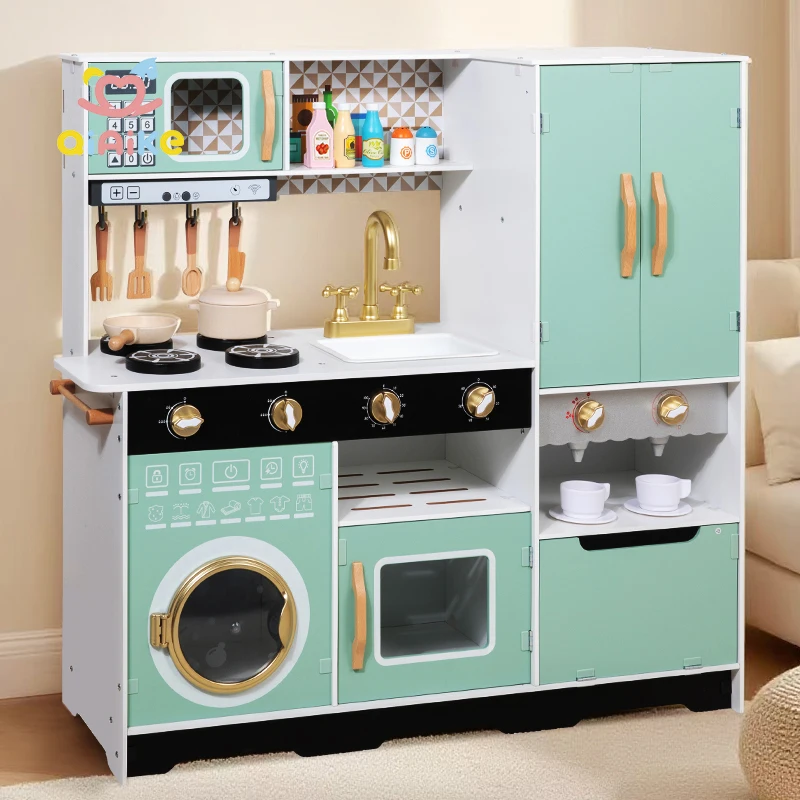 Qiaike Factory Direct Wooden Cognitive Life Exercise Hands-On Ability Children Play House Simulation Mini Kitchen Toy Set