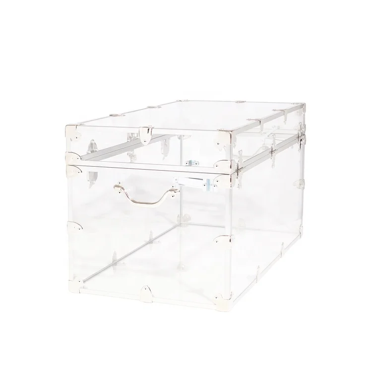 Wholesale Acrylic Trunk with Lock Storage Trunk Lucite Furniture Decoration Chic Coffee Table Clear