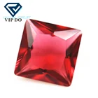 3*3-12*12mm Square princess step cut shape rose red color K9 crystal glass loose gems synthetic Square cut rose red glass gems