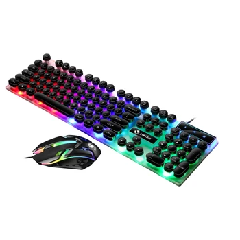 Wired and Pad Led Gaming Keyboard with Mouse Set White