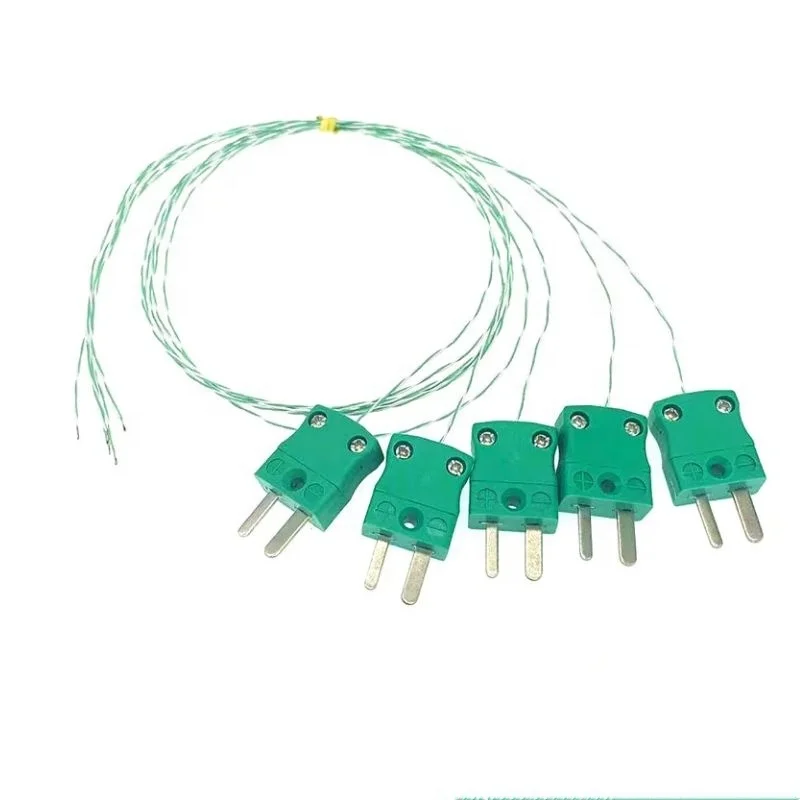 1 Meter Green and White Color Twin Twisted K Type Weld Thermocouple Wire with Connector