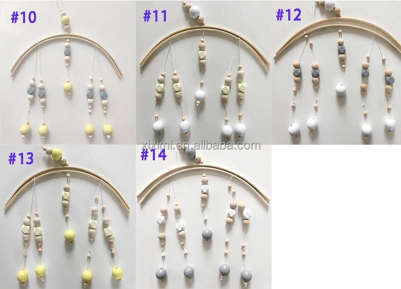 Wood Beads Cot Crib Hanging Baby Nursery Bedding Crib Mobile Hanging