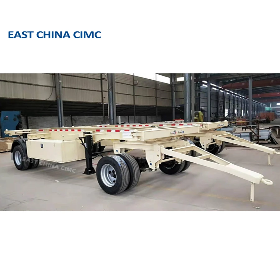 Two Axles Container Chassis Transport Draw Bar Full Semi Trailer Lowbed ...