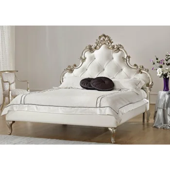 White Exotic Design Bed Frame Made From Mahogany Wood