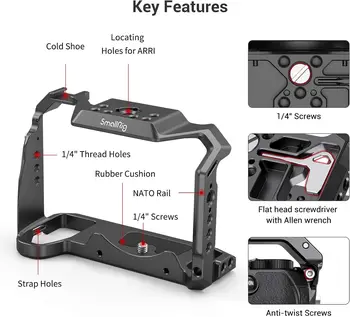 SmallRig S5 Cage Kit for LUMIX S5 Camera, Aluminum Alloy Camera Cage with NATO Rail and Cold Shoe Mount detail image