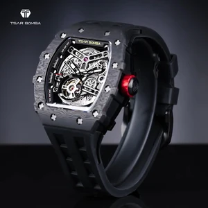 For TSAR BOMBA Factory Direct Men's Mechanical Analog Wristwatches Water Resistant Tonneau Case and Rubber Band