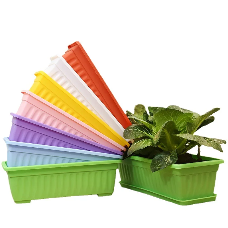 Plastic Rectangle Planter Box Planting Container Flower Pot For Garden